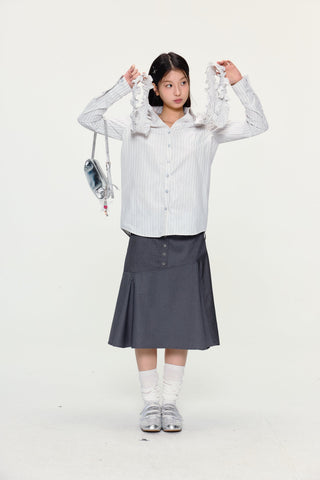 [YAWHAT] lace pleated shirt