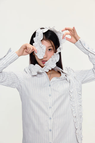 [YAWHAT] lace pleated shirt