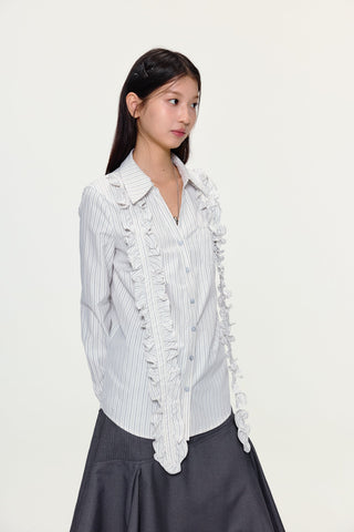 [YAWHAT] lace pleated shirt