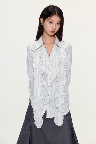 [YAWHAT] lace pleated shirt