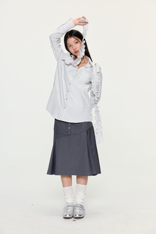 [YAWHAT] lace pleated shirt