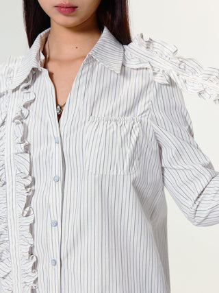 [YAWHAT] lace pleated shirt