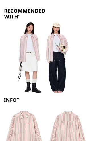 [YAWHAT] striped loose shirt