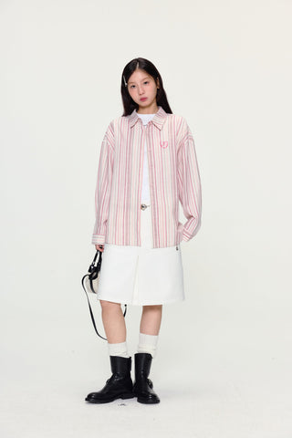 [YAWHAT] striped loose shirt
