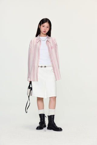 [YAWHAT] striped loose shirt