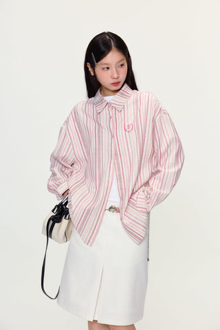 [YAWHAT] striped loose shirt