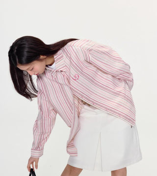 [YAWHAT] striped loose shirt