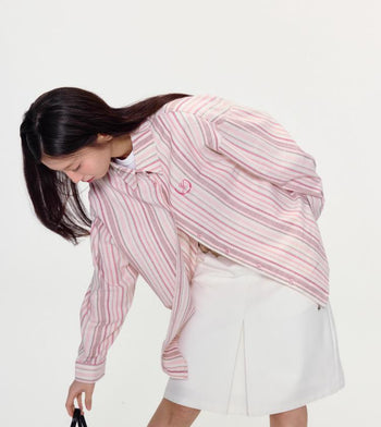 [YAWHAT] striped loose shirt