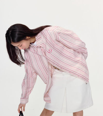 [YAWHAT] striped loose shirt