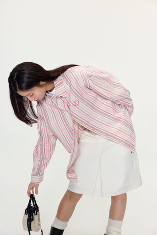 [YAWHAT] striped loose shirt