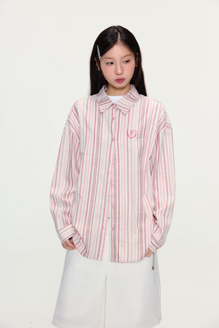 [YAWHAT] striped loose shirt