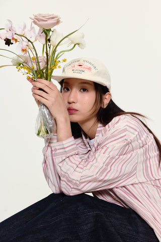 [YAWHAT] striped loose shirt