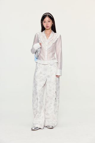 [YAWHAT] floral wide pants