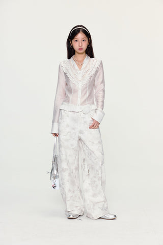 [YAWHAT] floral wide pants