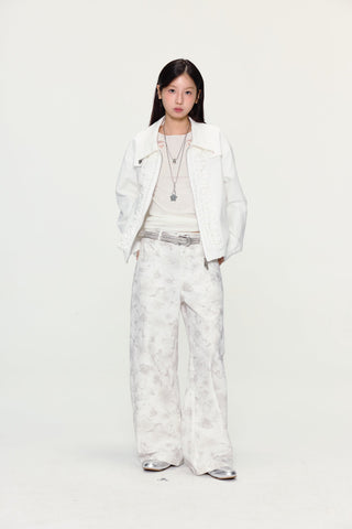 [YAWHAT] floral wide pants