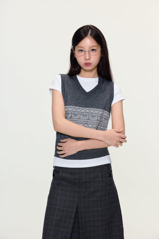 [YAWHAT] fairisle knit vest