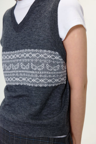 [YAWHAT] fairisle knit vest