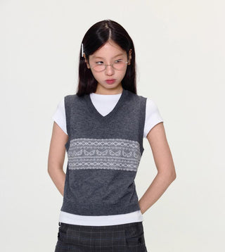 [YAWHAT] fairisle knit vest