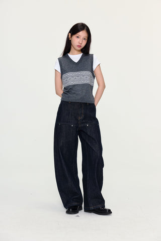 [YAWHAT] fairisle knit vest