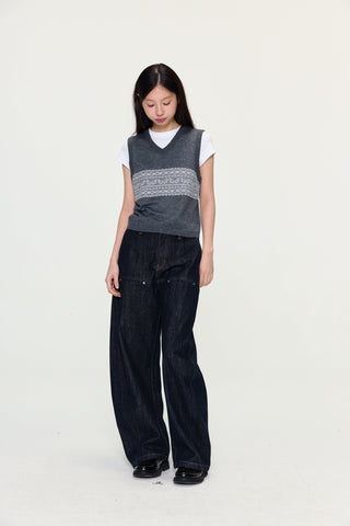 [YAWHAT] fairisle knit vest