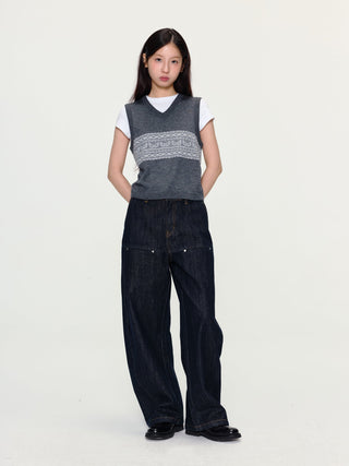 [YAWHAT] fairisle knit vest