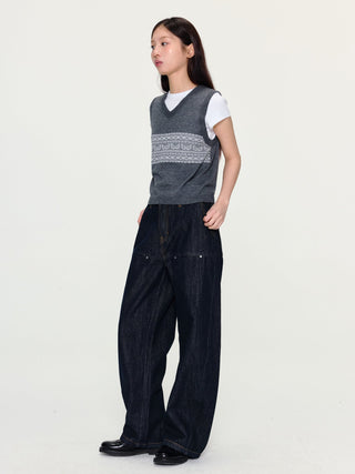 [YAWHAT] fairisle knit vest