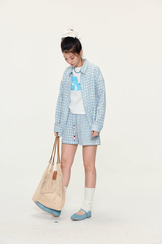 [YAWHAT] plaid loose shirt