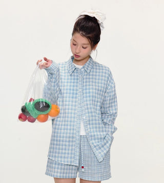[YAWHAT] plaid loose shirt