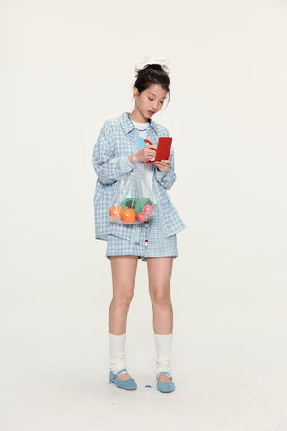 [YAWHAT] plaid loose shirt