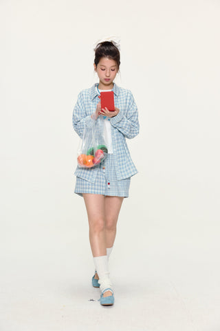 [YAWHAT] plaid loose shirt