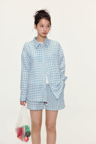 [YAWHAT] plaid loose shirt