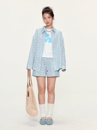 [YAWHAT] plaid loose shirt