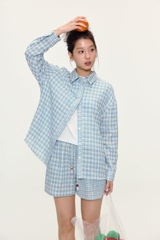[YAWHAT] plaid loose shirt
