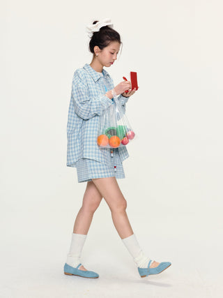 [YAWHAT] plaid loose shirt