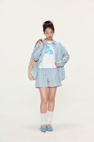 [YAWHAT] plaid loose shirt