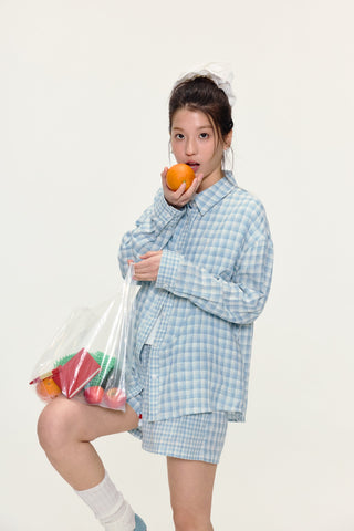 [YAWHAT] plaid loose shirt