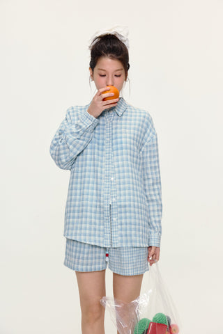 [YAWHAT] plaid loose shirt