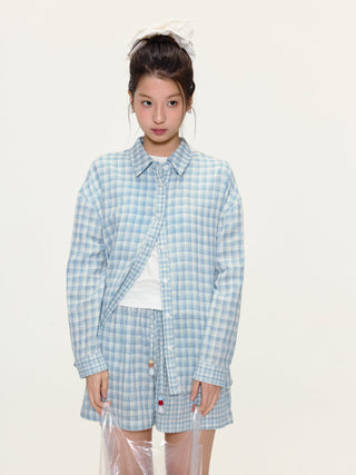 [YAWHAT] plaid loose shirt
