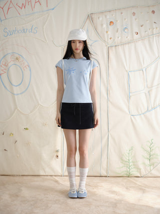 [YAWHAT] drawstring elastic skirt