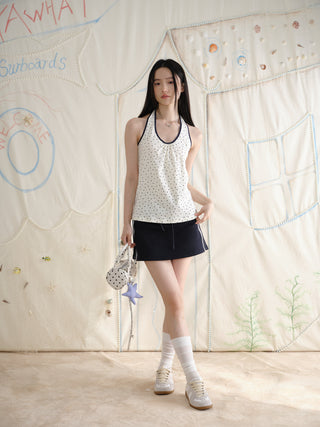 [YAWHAT] drawstring elastic skirt