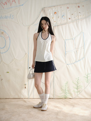 [YAWHAT] drawstring elastic skirt