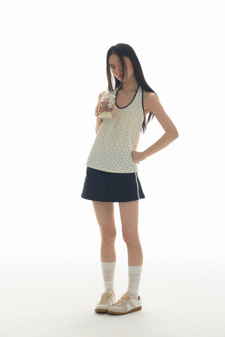 [YAWHAT] drawstring elastic skirt