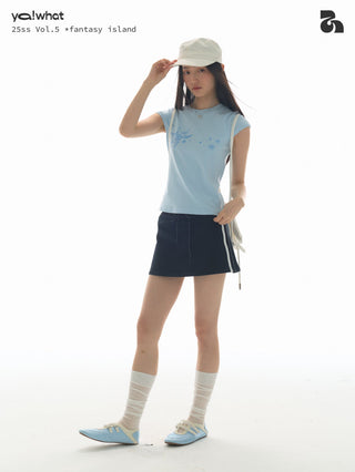 [YAWHAT] drawstring elastic skirt