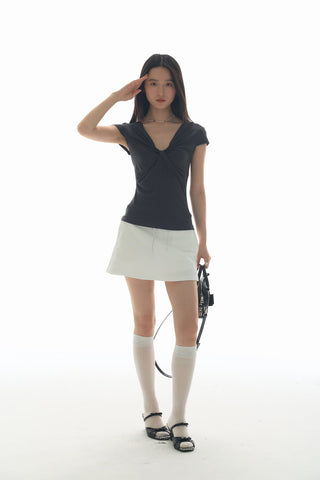 [YAWHAT] drawstring elastic skirt