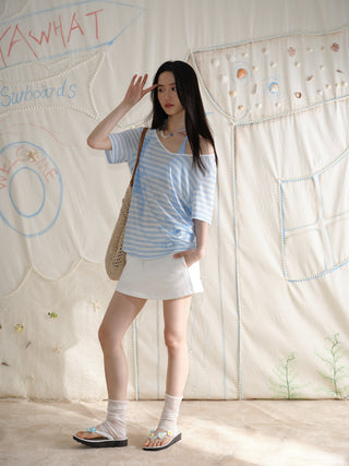 [YAWHAT] drawstring elastic skirt