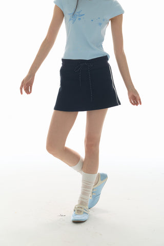 [YAWHAT] drawstring elastic skirt
