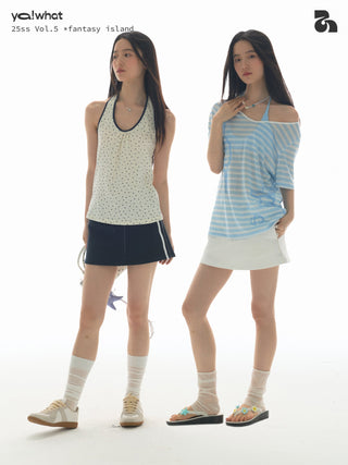 [YAWHAT] drawstring elastic skirt