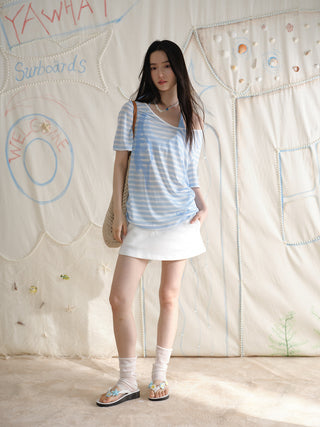 [YAWHAT] drawstring elastic skirt
