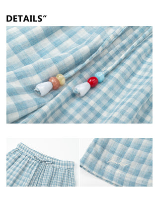 [YAWHAT] plaid cotton shorts