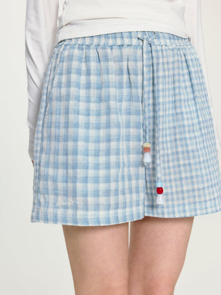 [YAWHAT] plaid cotton shorts